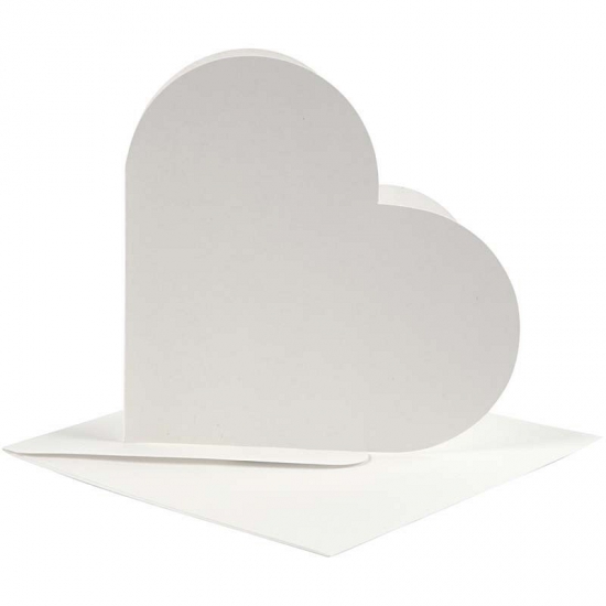 Blanco wenskaarten in hartvorm wit 10x stuks