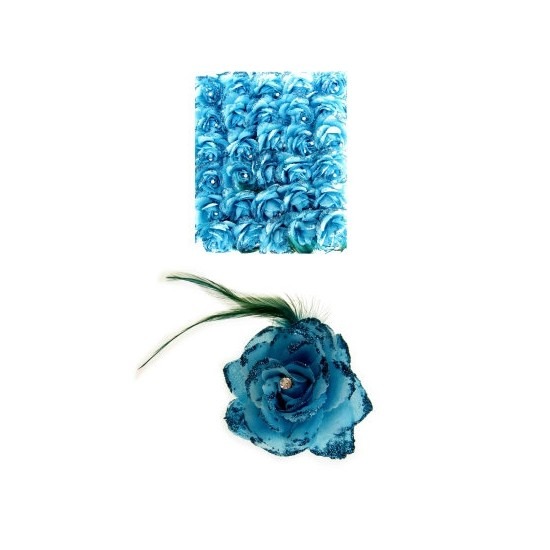 Blauwe deco bloem met speld-elastiek
