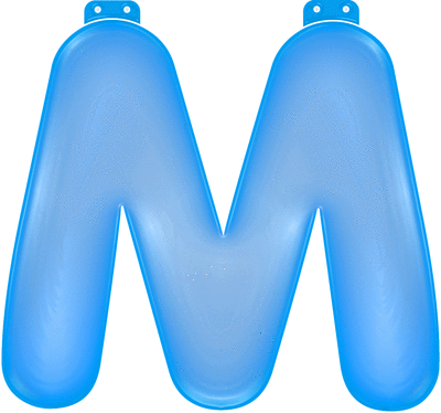 Blauwe letter M opblaasbaar