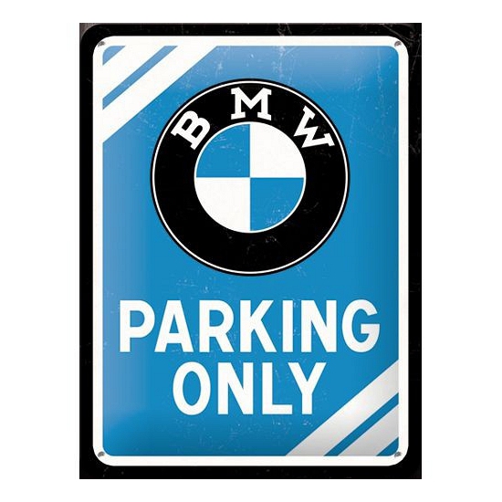 BMW parking only bord blauw 15 x 20 cm