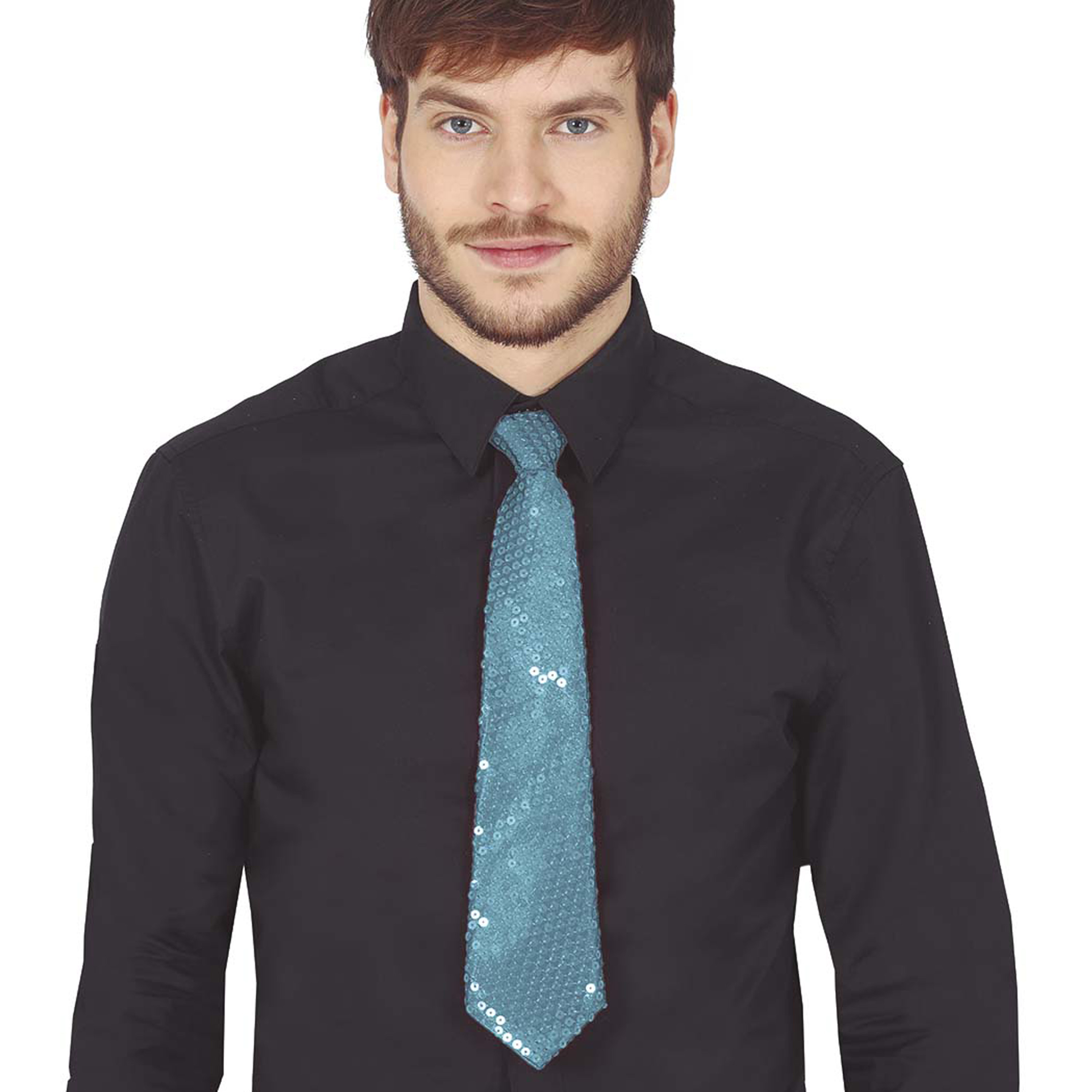 Carnaval verkleed stropdas met pailletten blauw polyester volwassenen-unisex
