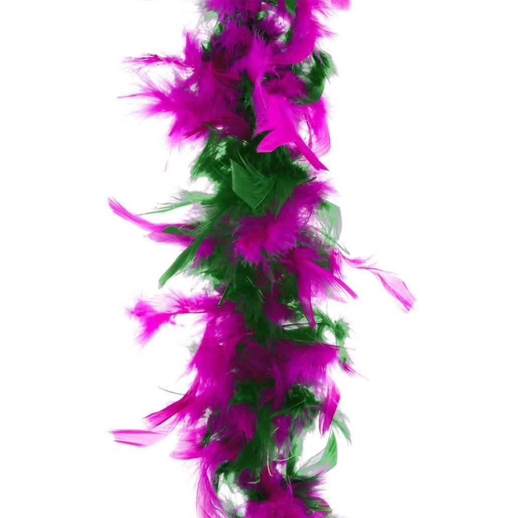 Carnaval verkleed veren Boa kleur paars- groen 2 meter