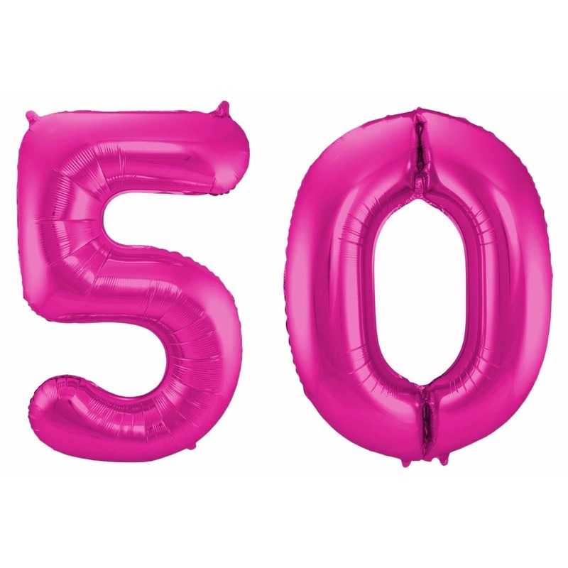Cijfer 50 ballon roze 86 cm