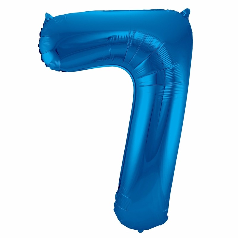 Cijfer 7 ballon blauw 86 cm