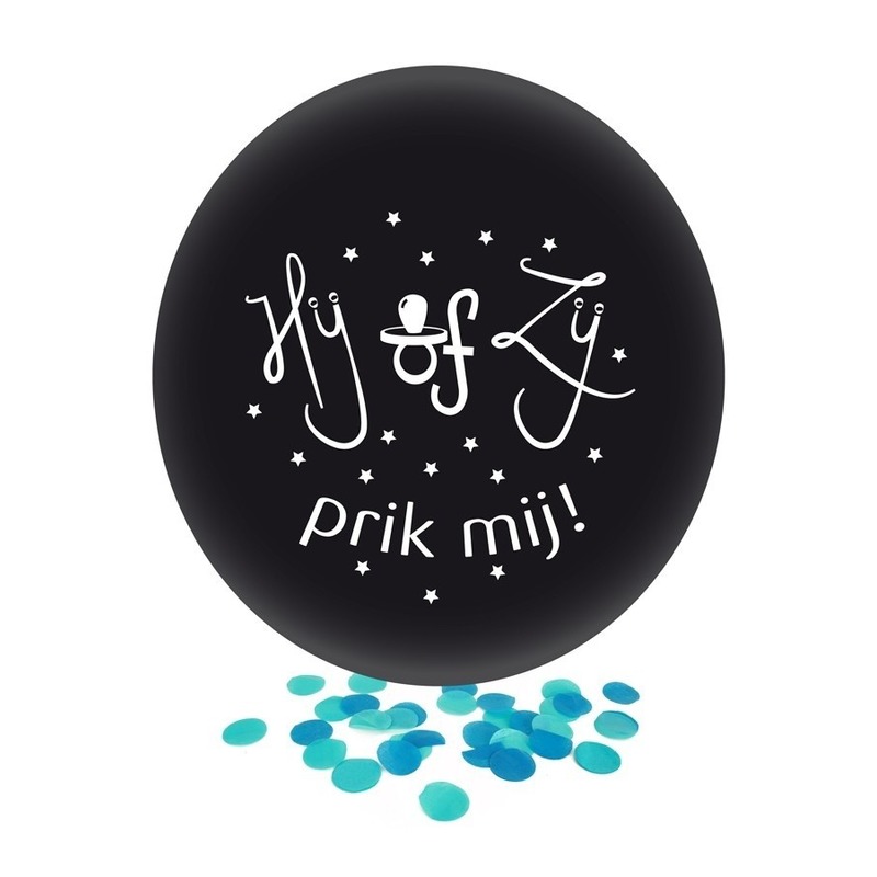 Confetti ballon gender reveal jongen party-feest zwart 60 cm