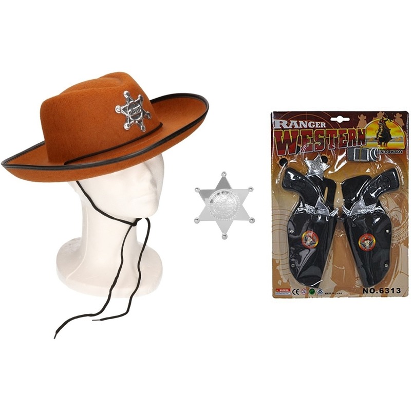 Cowboy accessoire set bruin voor kinderen