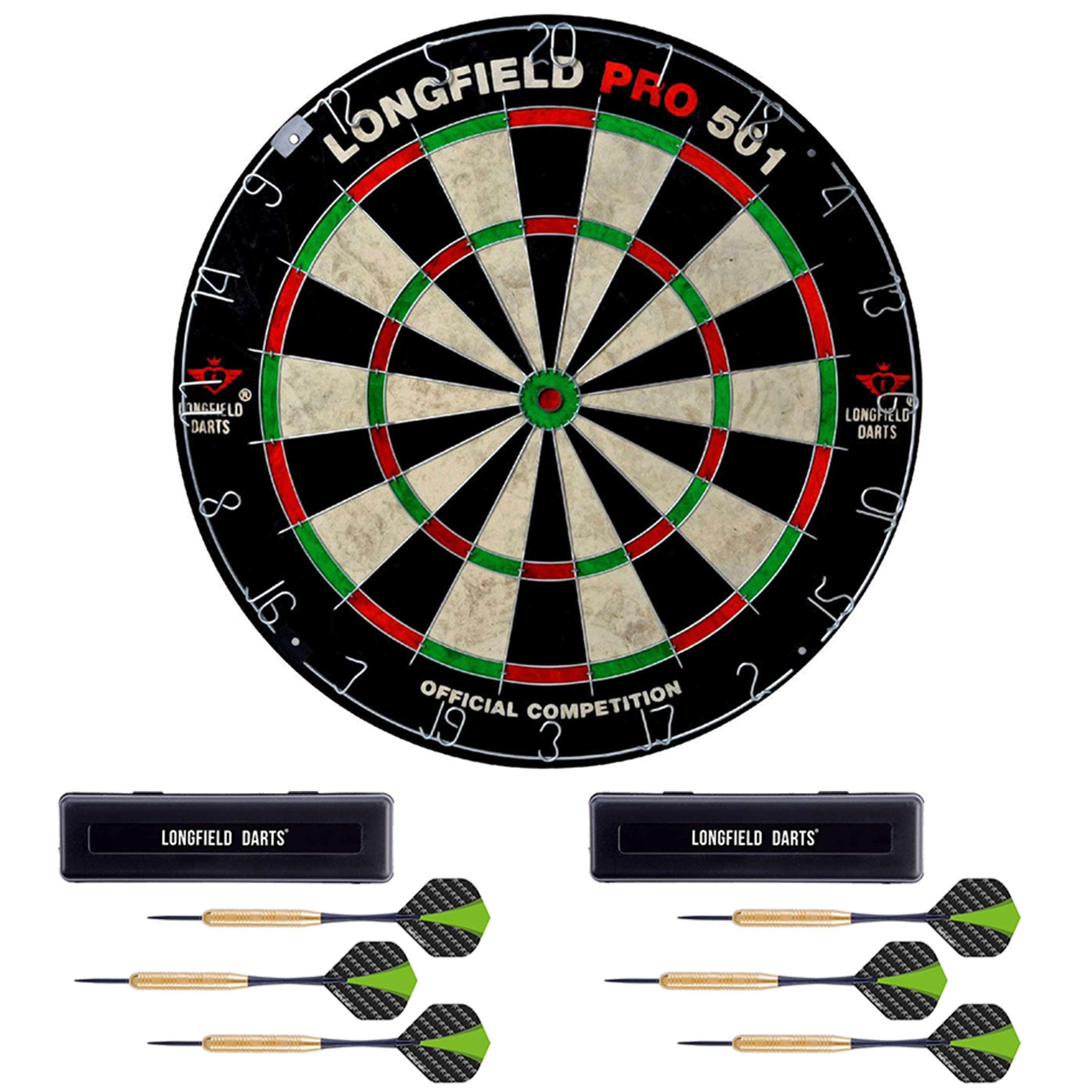 Dartbord Longfield professional 45.5 cm met 6x goede kwaliteit dartpijltjes