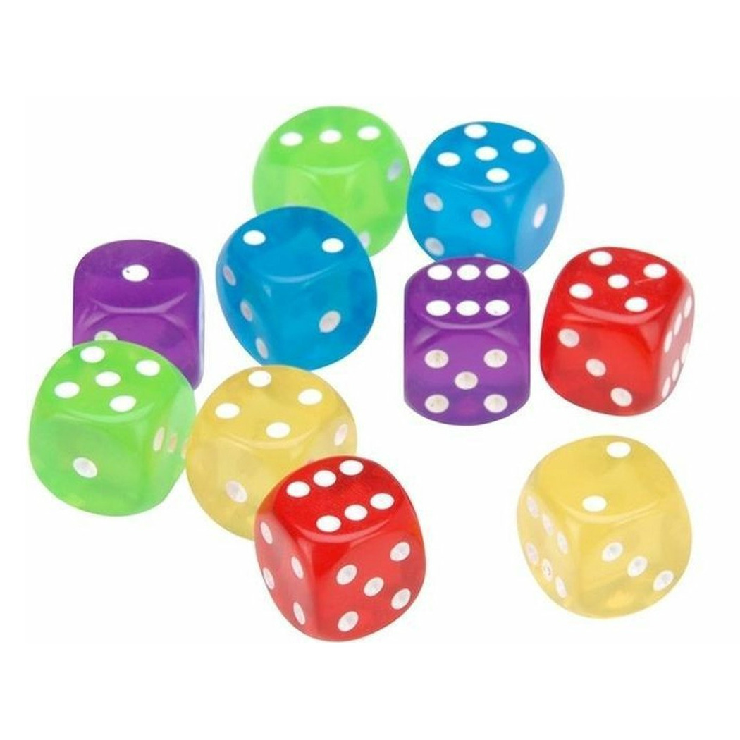 Dobbelstenen 10x kleurenmix kunststof bordspellen dobbel spellen