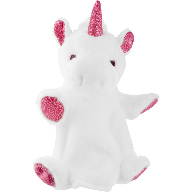 Eenhoorns speelgoed artikelen eenhoorn handpop knuffelbeest wit/roze 25 cm