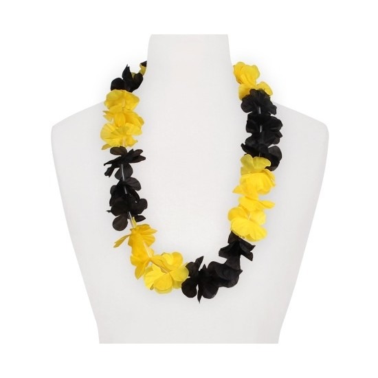 Feestartikelen hawaii bloemen krans geel-zwart
