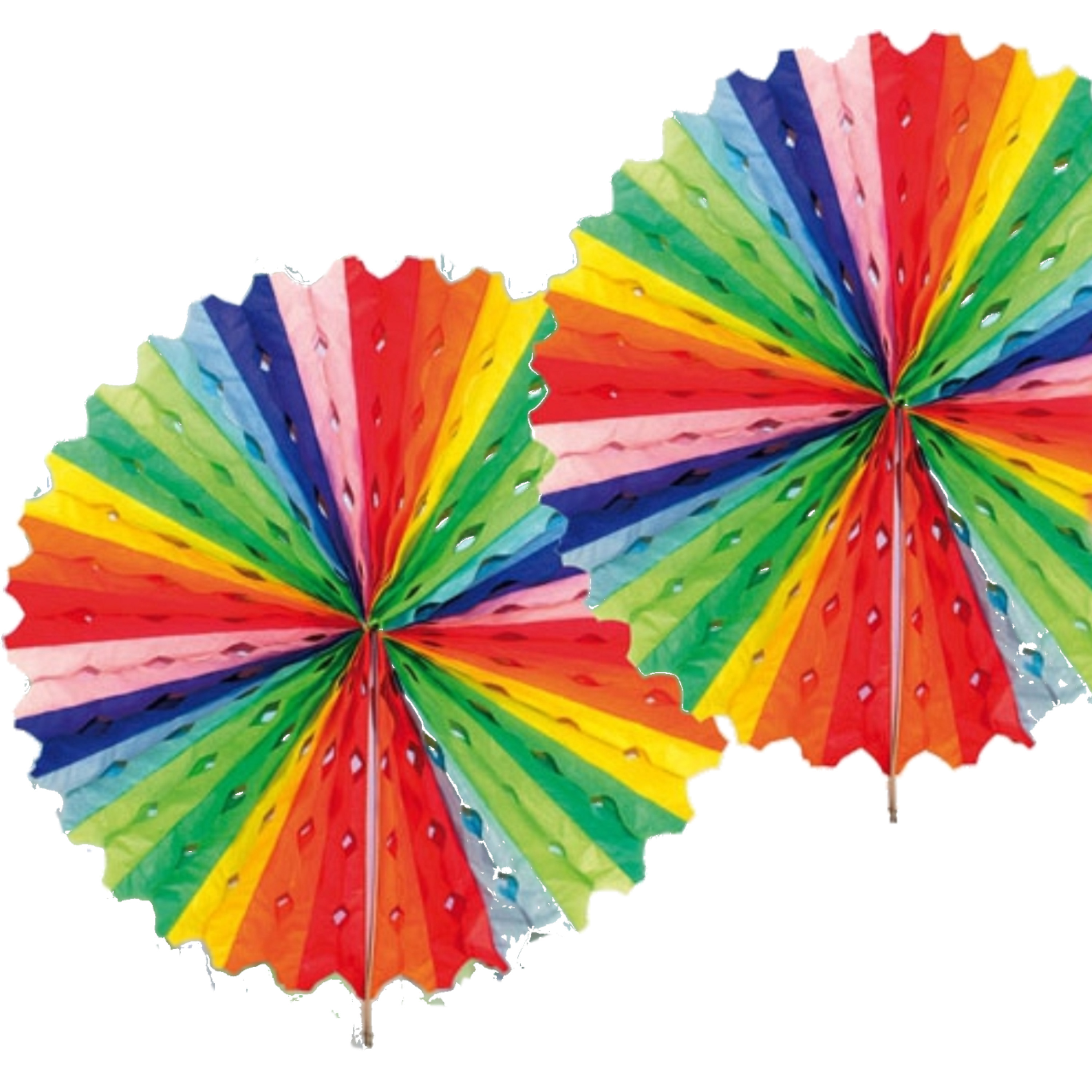 Feestversiering regenboog kleuren decoratie waaier 45 cm