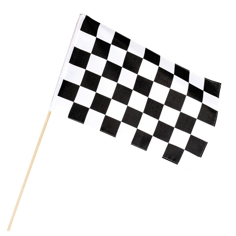 Finish vlag zwaaivlag wit/zwart geblokt 30 x 45 cm