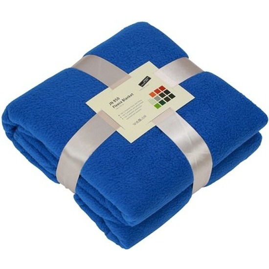 Fleece deken-plaid kobaltblauw 130 x 170 cm