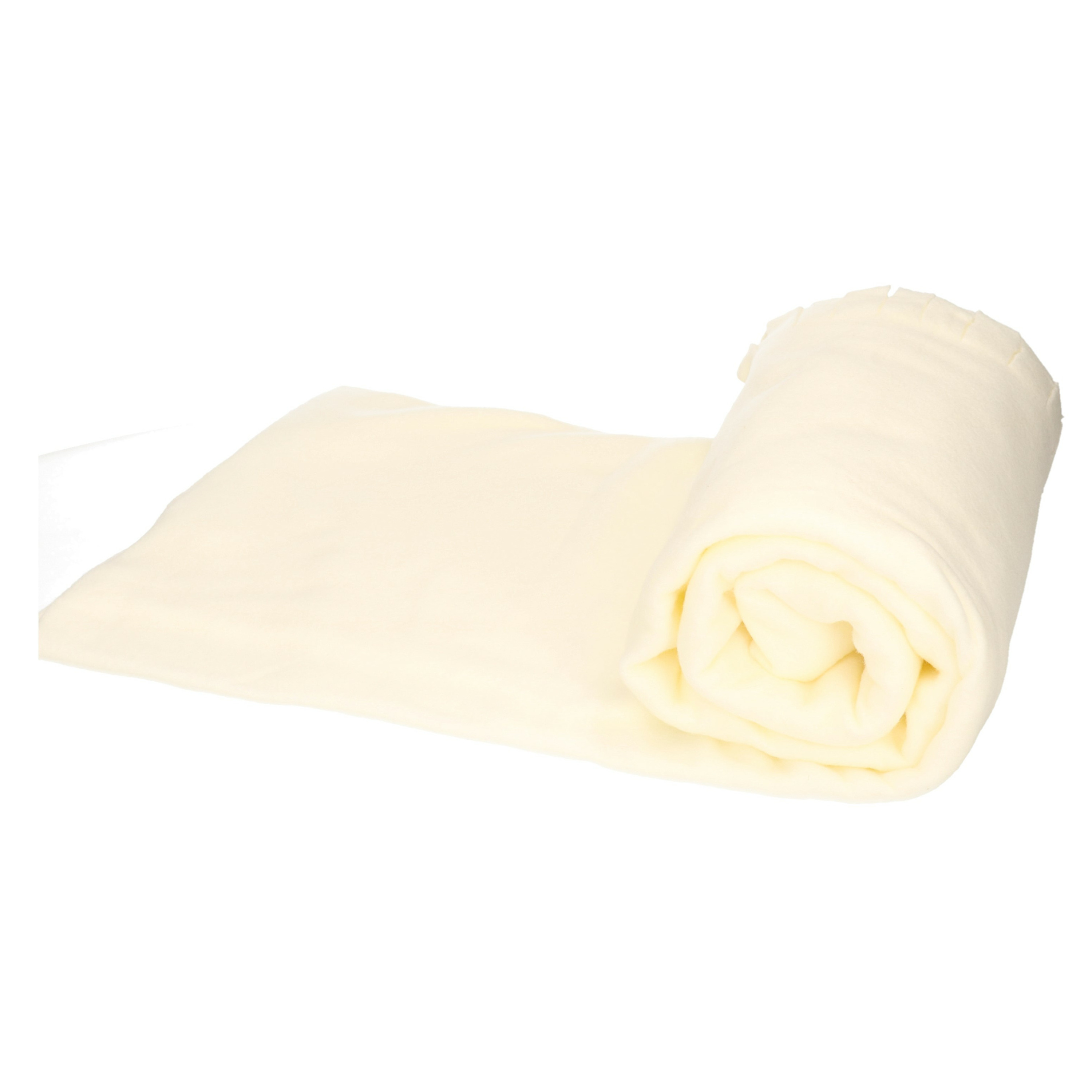 Fleece deken-plaid met franjes gebroken wit 130 x 170 cm