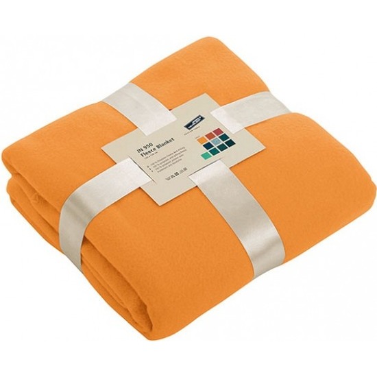 Fleece deken/plaid oranje 130 x 170 cm