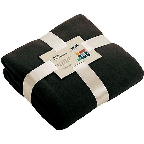 Fleece deken-plaid zwart 130 x 170 cm