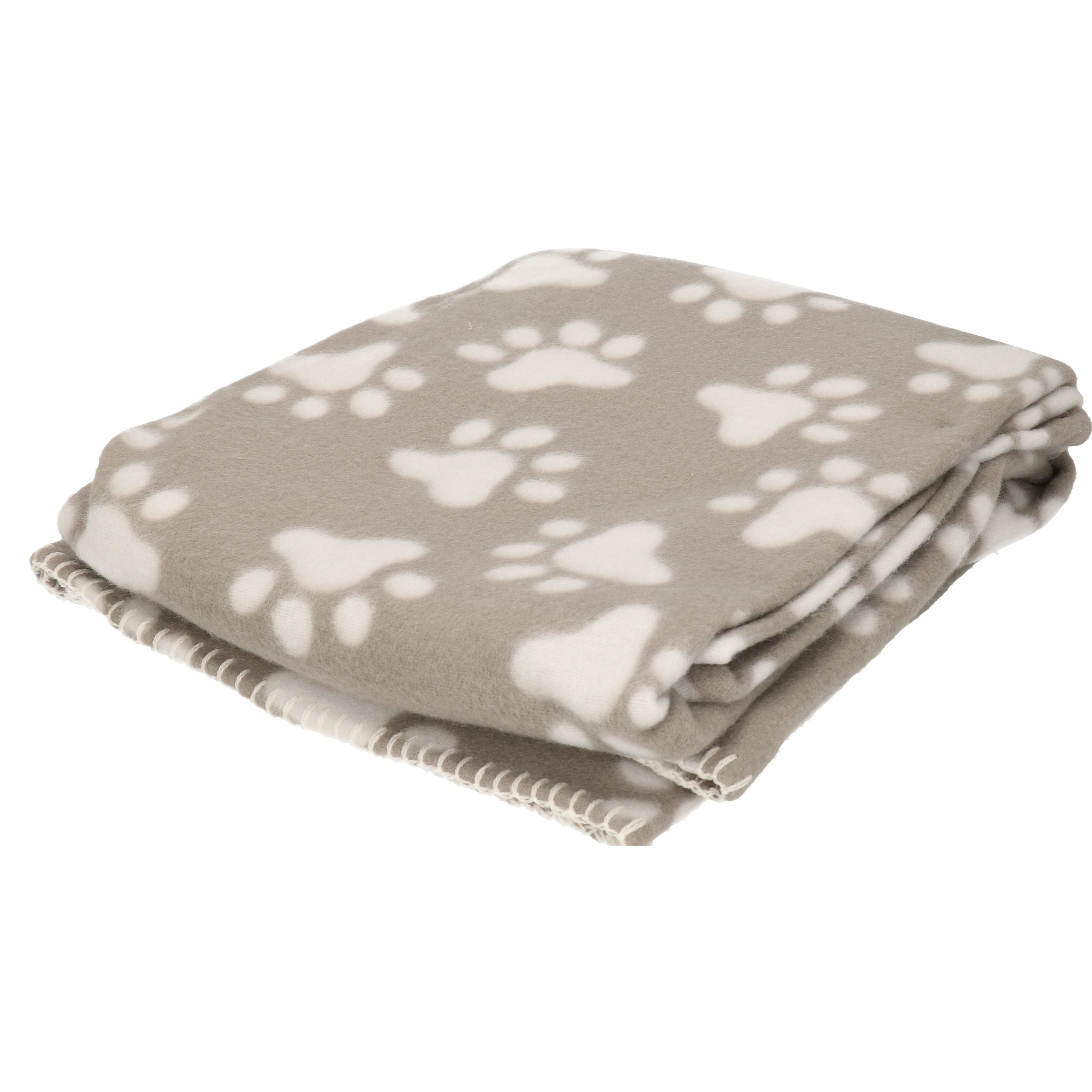 Fleece deken voor huisdieren met pootafdrukken print 125 x 157 cm grijs/wit