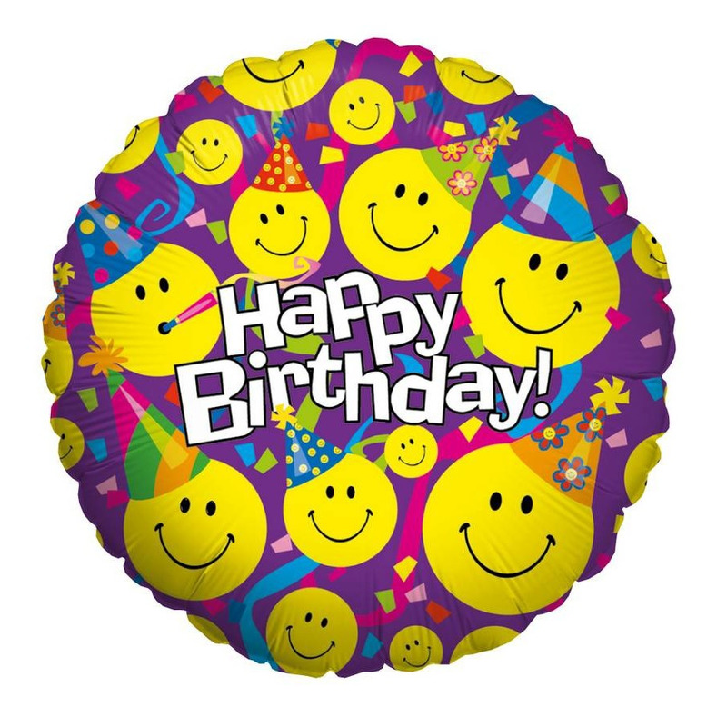 Folie ballon Happy Birthday verjaardag 46 cm met helium gevuld