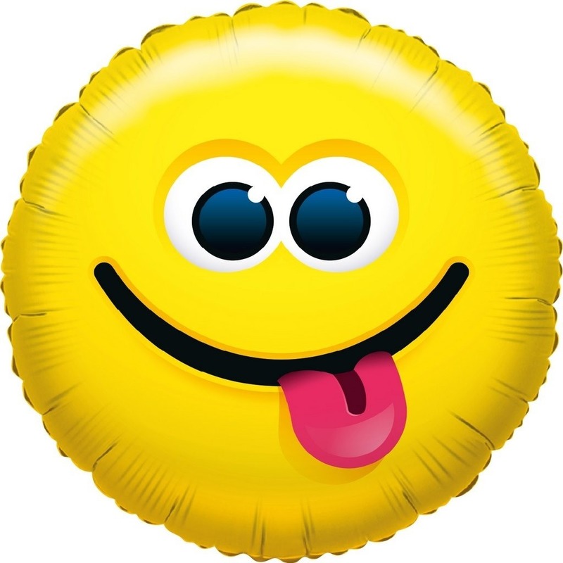 Folie ballon tong uitsteken smiley 35 cm