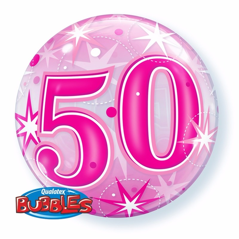 Folie helium ballon 50 jaar roze 45 cm