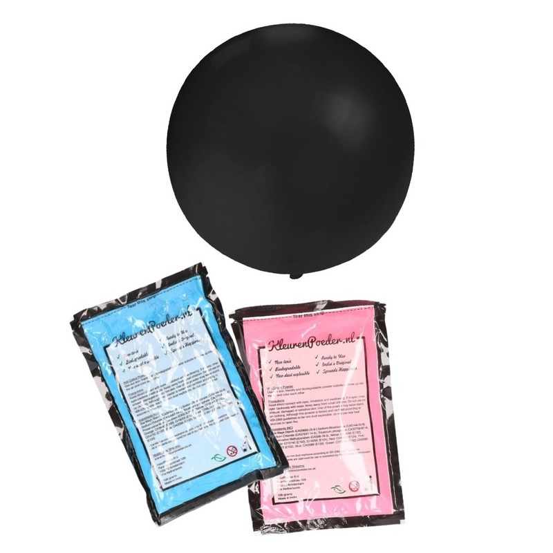 Gender reveal ballon inclusief roze en blauw poeder 60 cm