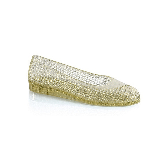 Gouden glitter sandalen met sleehak