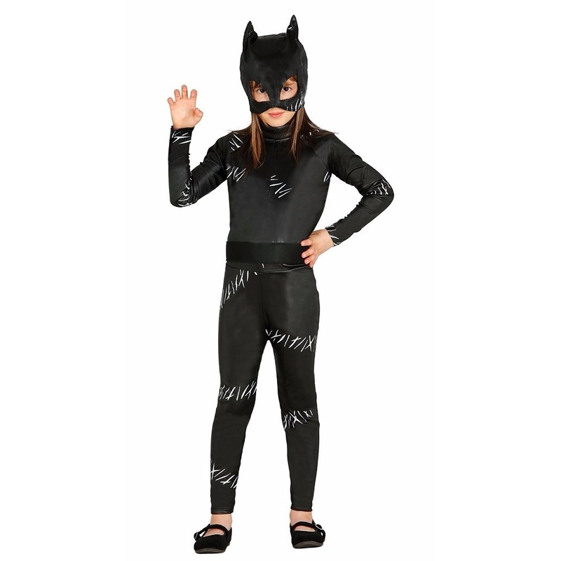 Halloween - Zwarte kat/poes Halloween catsuit voor meiden