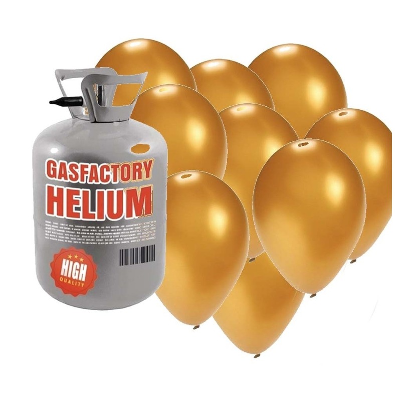 Helium tank met 30 gouden ballonnen