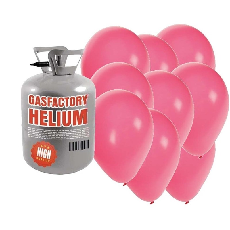 Helium tank met 50 roze ballonnen