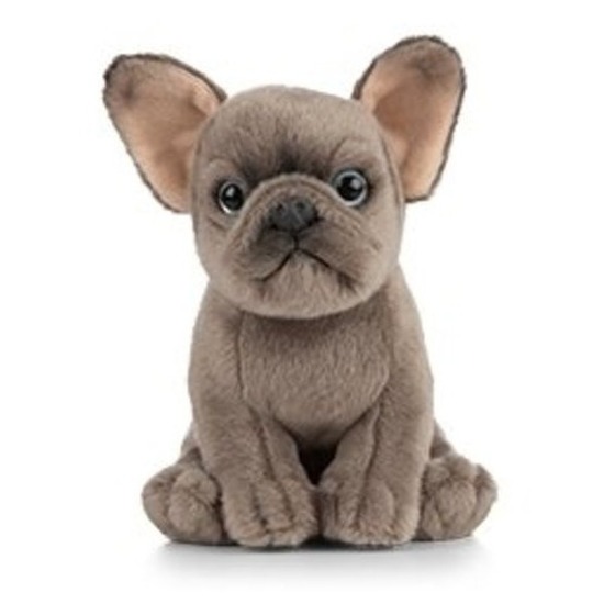 Honden speelgoed artikelen Franse Bulldog knuffelbeest grijs 15 cm