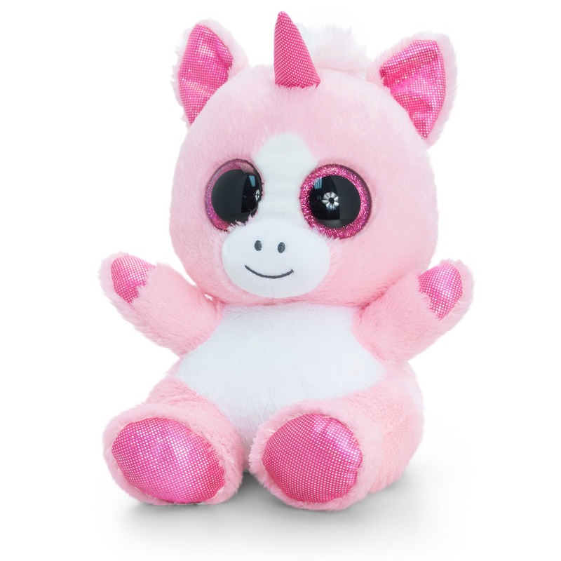Keel Toys pluche eenhoorn knuffel roze/wit 25 cm