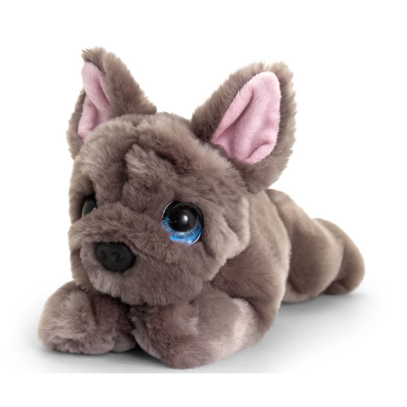 Keel Toys pluche grijze Franse bulldog honden knuffel 25 cm