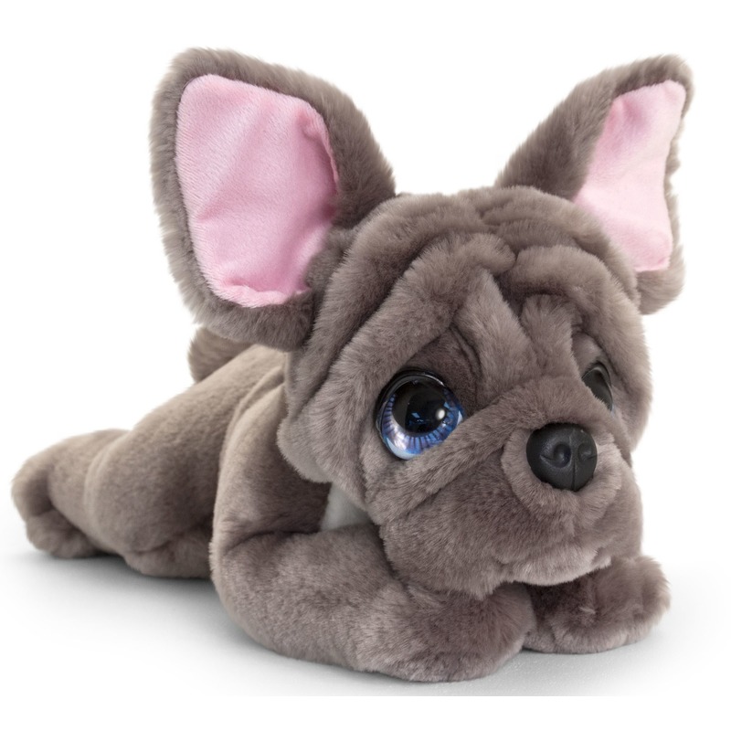 Keel Toys pluche grijze Franse bulldog honden knuffel 32 cm