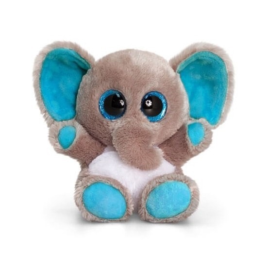 Keel Toys pluche olifant knuffel grijs/blauw 15 cm
