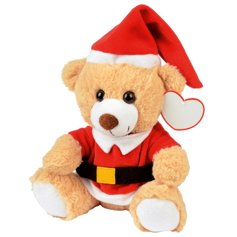 Kerst knuffel pluche beer lichtbruin zittend 20 x 19 cm speelgoed