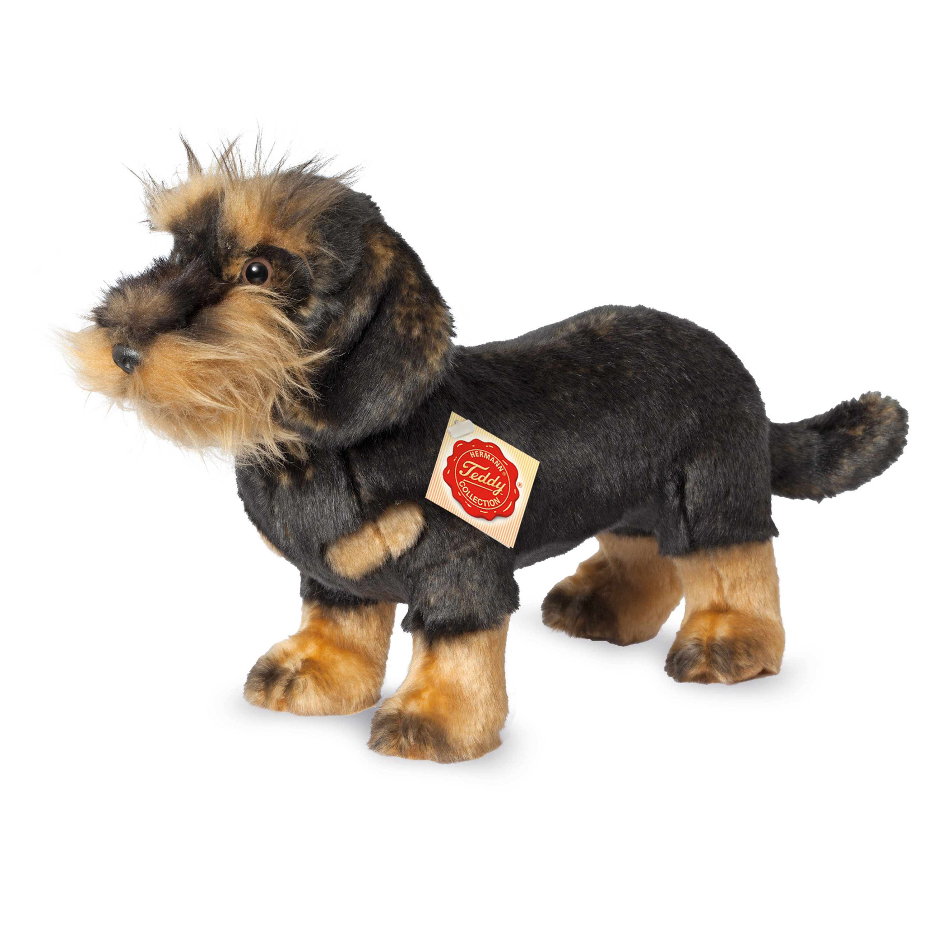 Knuffeldier hond Teckel zachte pluche stof premium kwaliteit knuffels zwart-bruin 28 cm