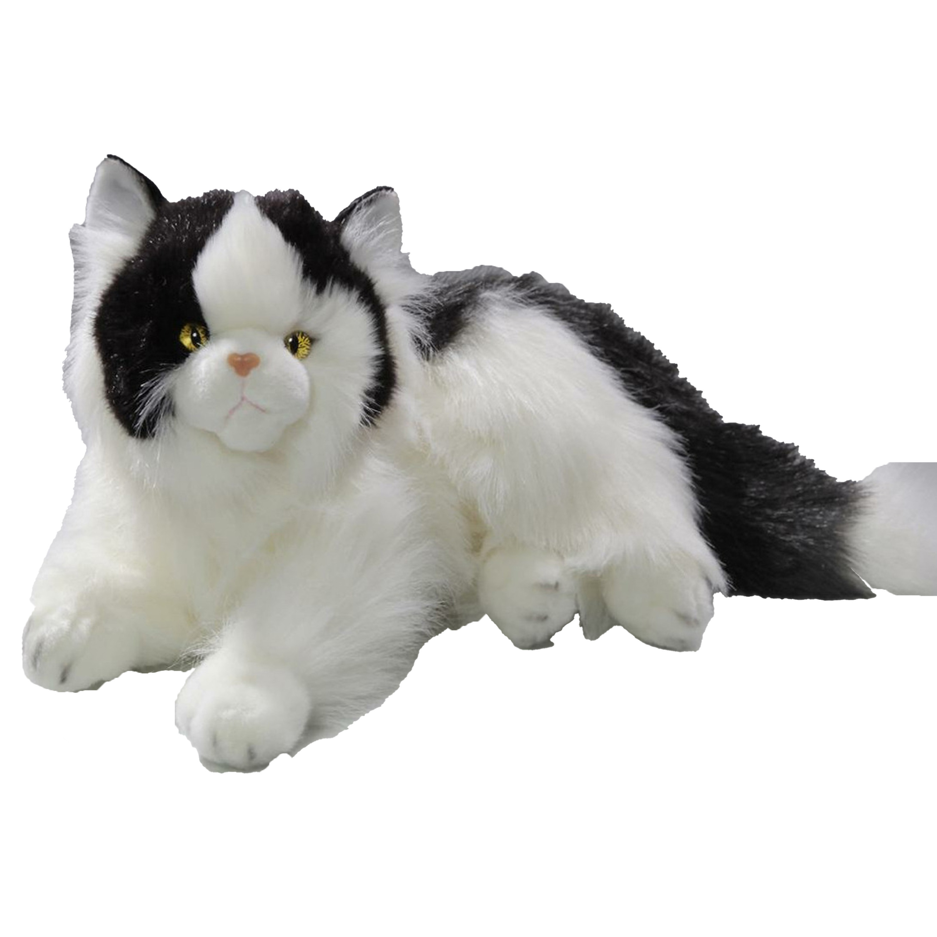 Knuffeldier Perzische kat-poes zachte pluche stof premium kwaliteit knuffels wit-zwart 30 cm