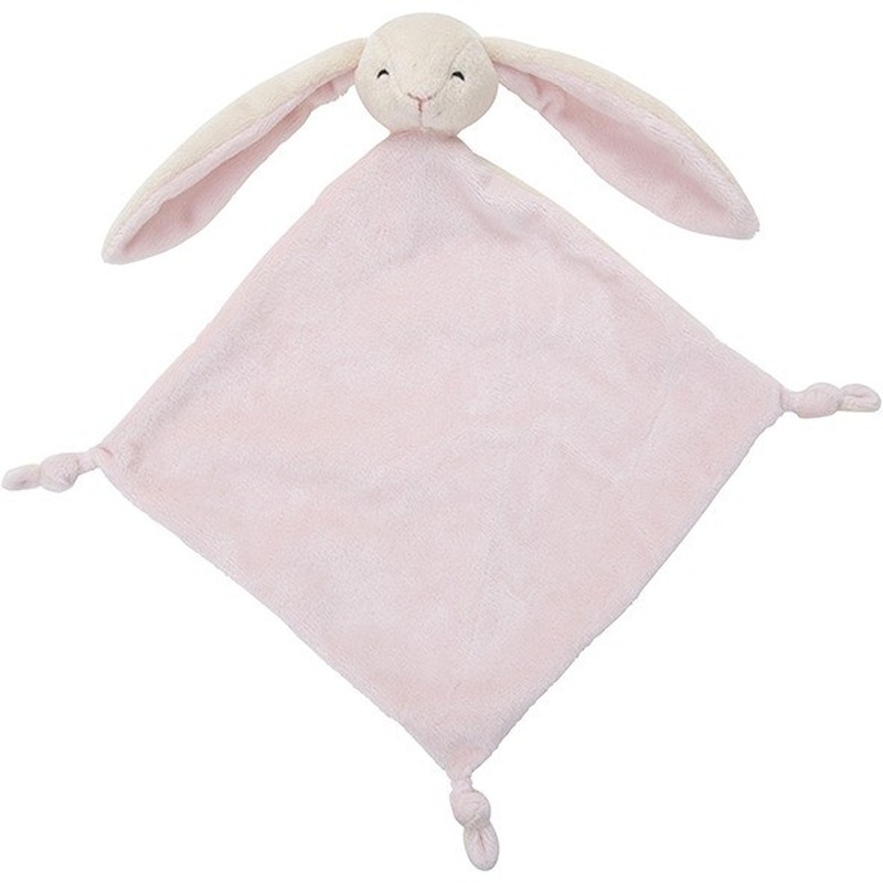 Konijnen speelgoed artikelen konijn tuttel/knuffeldoek knuffelbeest roze 40 cm