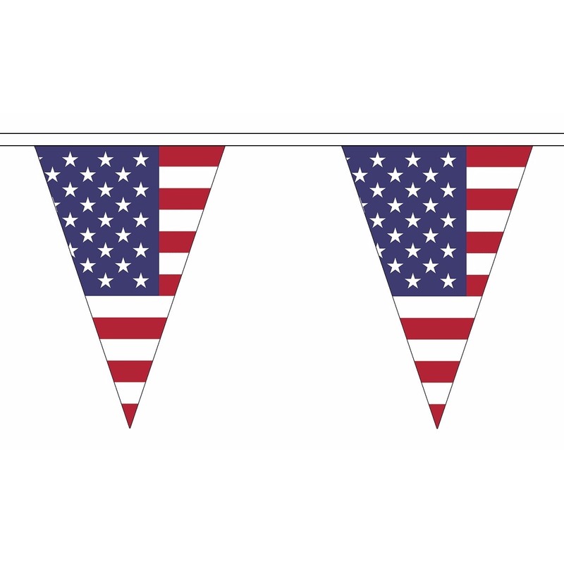 Landen vlaggenlijn-vlaggetjes USA-Amerika 500 cm polyester binnen-buiten versiering
