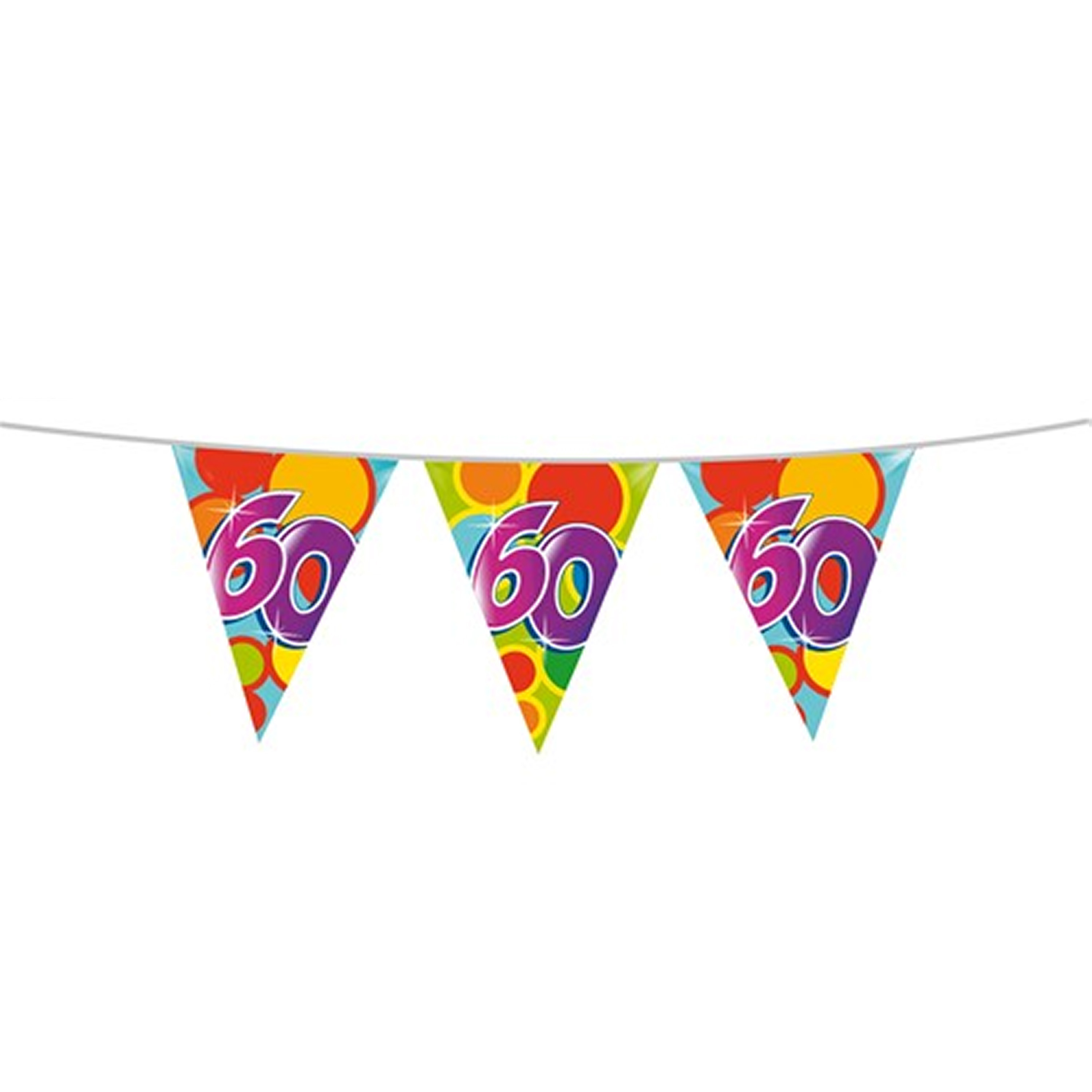 Leeftijd verjaardag thema vlaggetjes 60 jaar plastic 10 meter