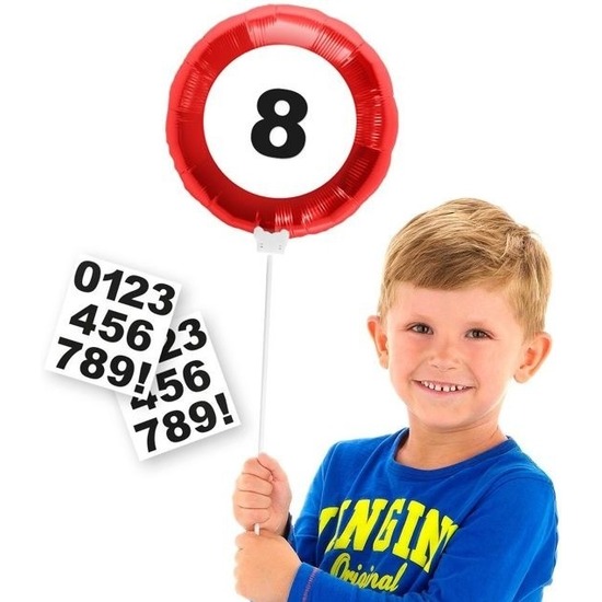 Leeftijd verjaardag versiering folieballon met leeftijd cijfers stickers 23 cm