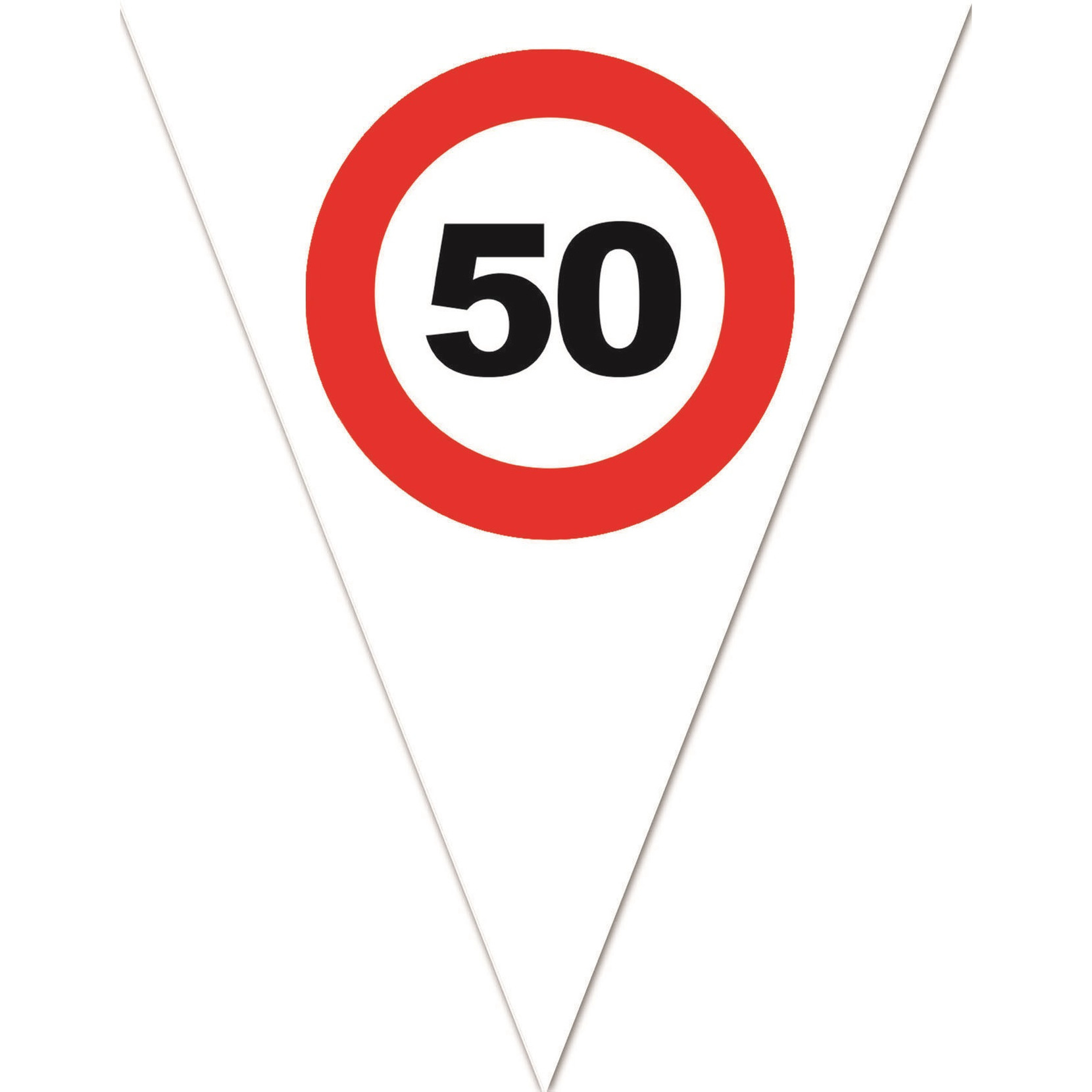 Leeftijd verjaardag vlaggenlijn met 50 jaar stopbord opdruk 5 meter