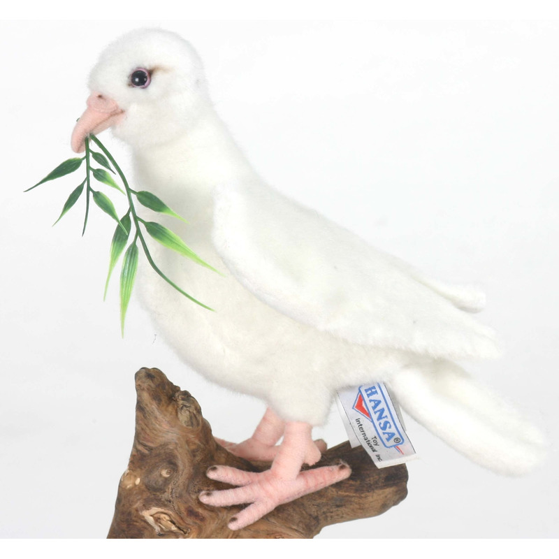 Levensechte Hansa pluche witte duif knuffel 20 cm