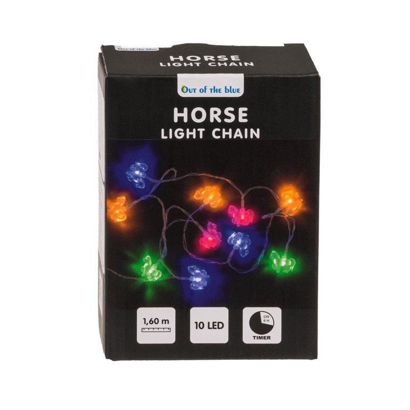 Lichtsnoer paarden thema 160 cm op batterij gekleurd- verlichting