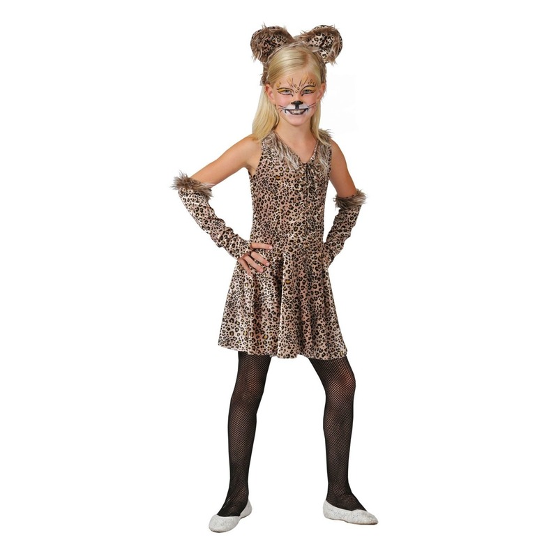 Luipaard verkleed jurkje met accessoires voor meisjes