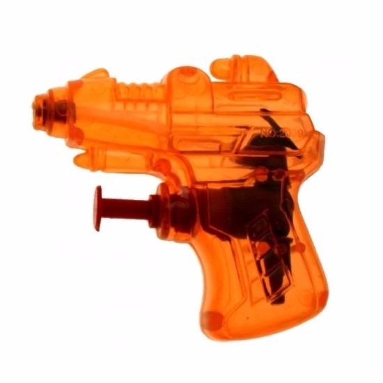 Mini waterpistool oranje 7 cm