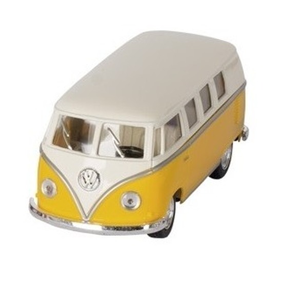 Modelauto Volkswagen T1 geel/wit 13,5 cm