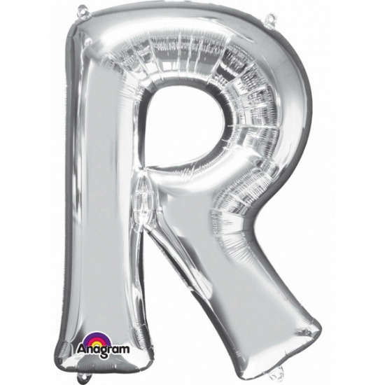 Naam versiering zilveren letter ballon R