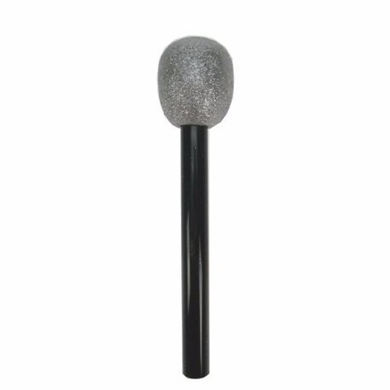 Nep microfoon zwart-zilver 30 cm
