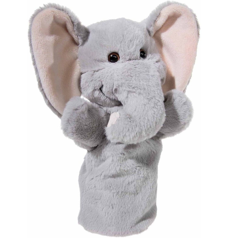 Olifant speelgoed artikelen handpop knuffelbeest grijs 25 cm